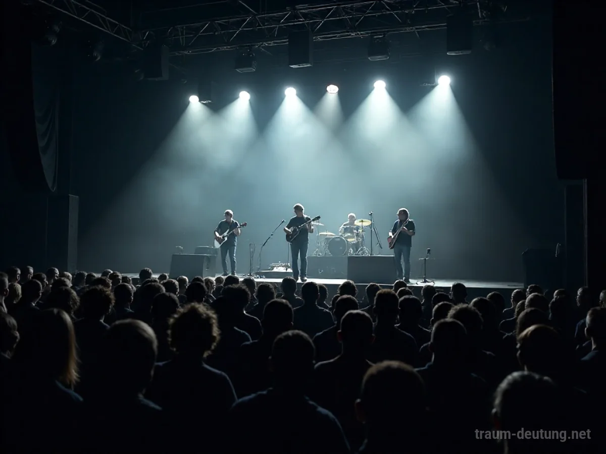 Ein schlechtes Konzert mit einer lustlosen Band auf der Bühne in einem schlecht beleuchteten Raum.