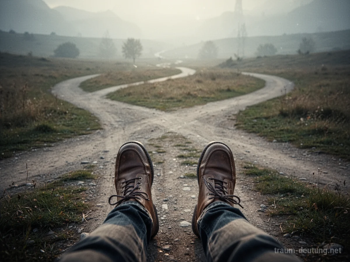 Neue Schuhe an einem Scheideweg im Traum