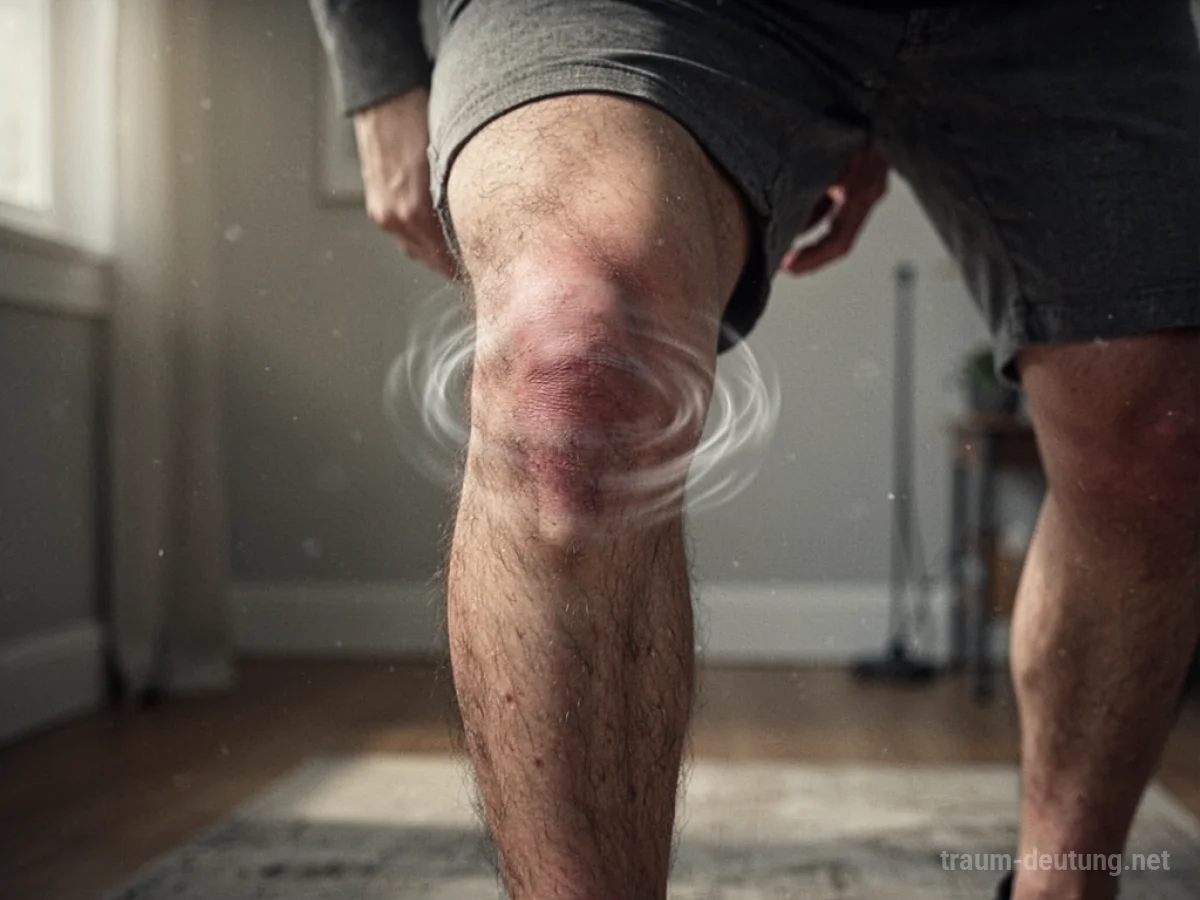 Bein mit einem schwachen Knie, das Instabilität im Traum symbolisiert.