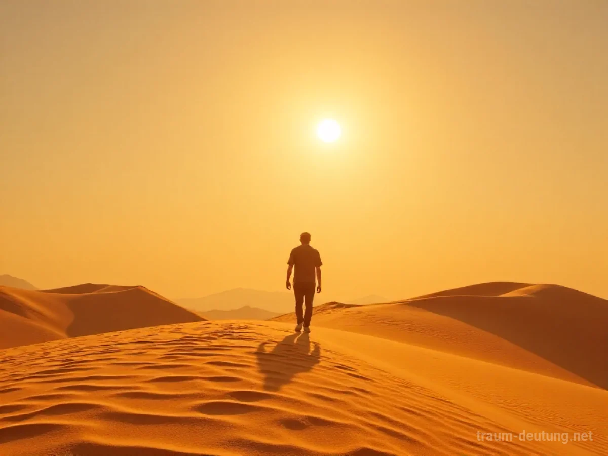 Silhouette einer Person, die allein durch eine weite Wüste geht
