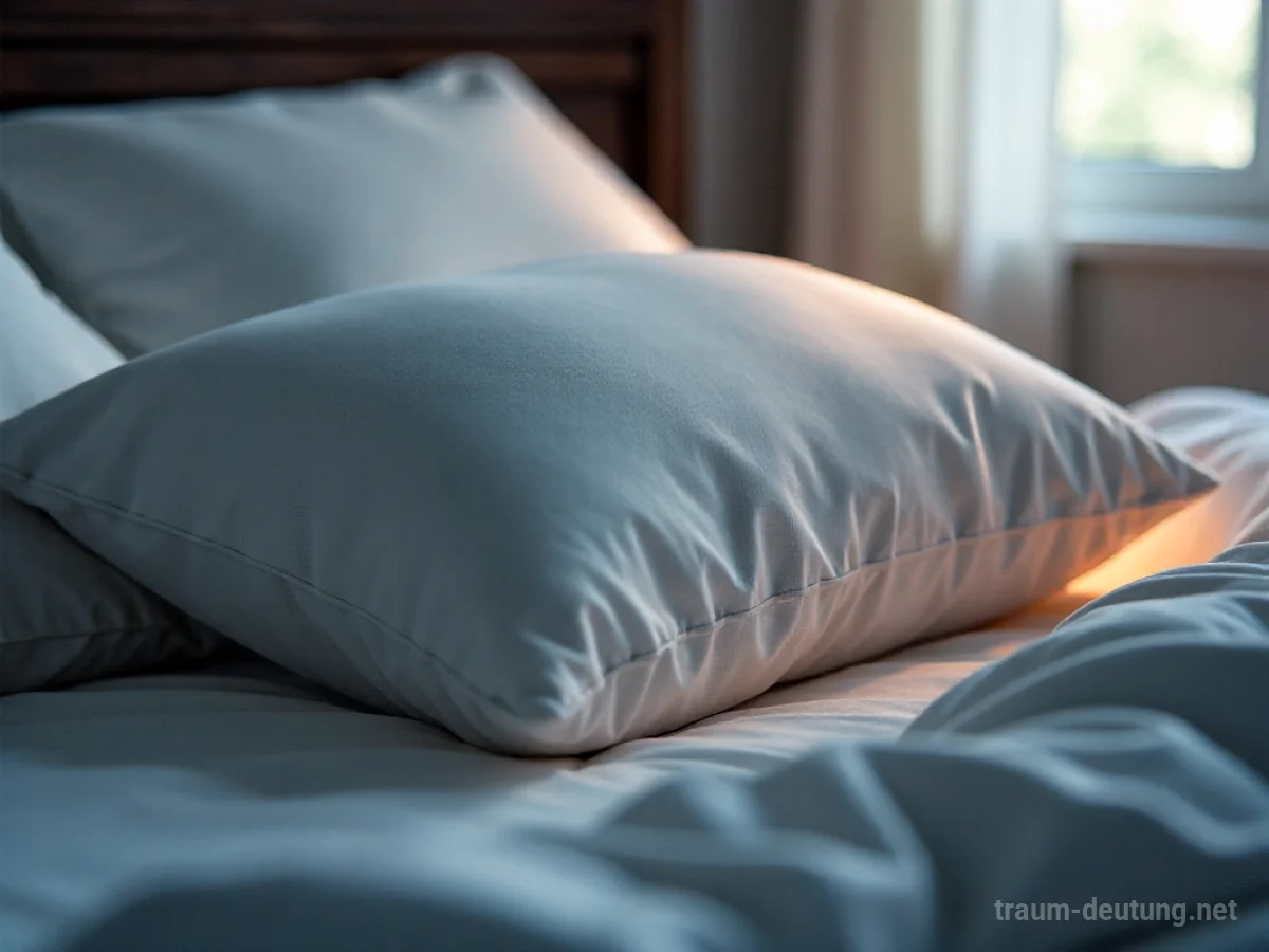 Ein weiches Kissen auf einem Bett, das leise zu sprechen scheint.
