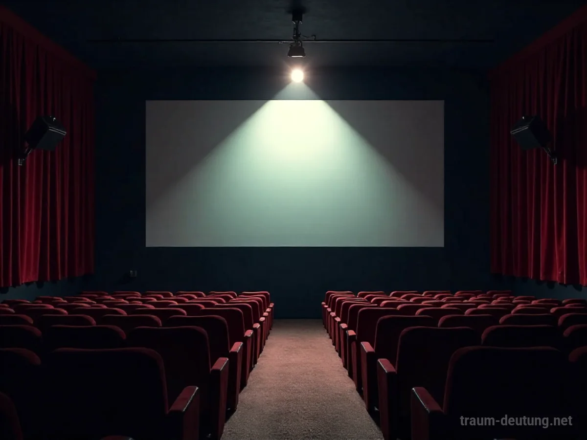 Leeres Kino mit Projektion eines Stummfilms auf der Leinwand