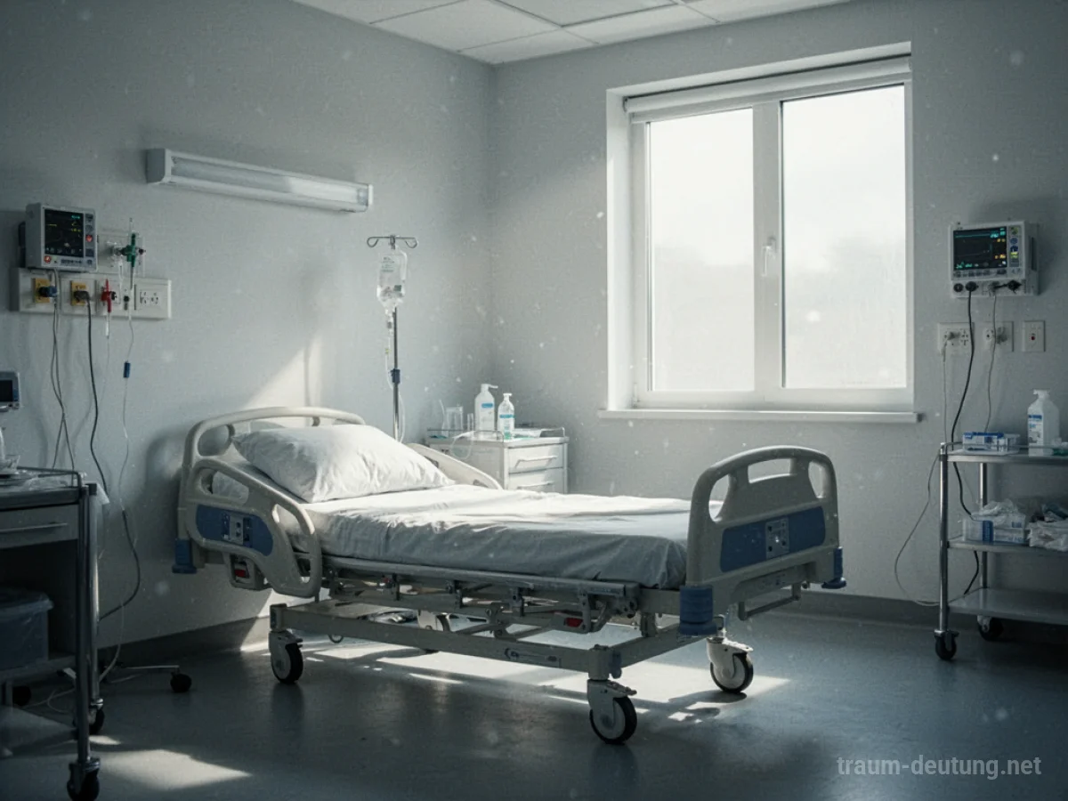 Leeres Krankenhausbett mit Sonnenlicht im Hintergrund