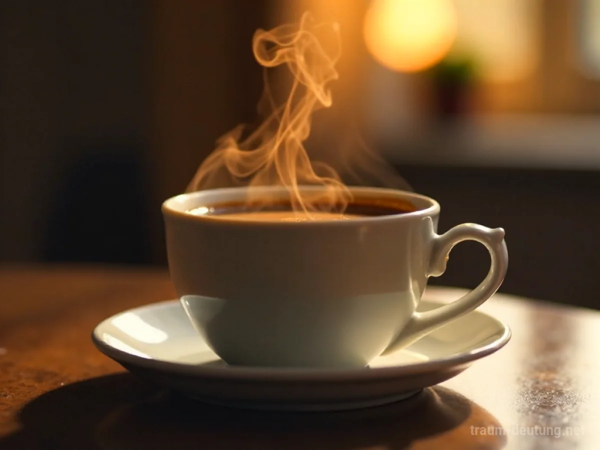 Eine Tasse dampfenden Kaffees mit aufsteigendem Aroma.