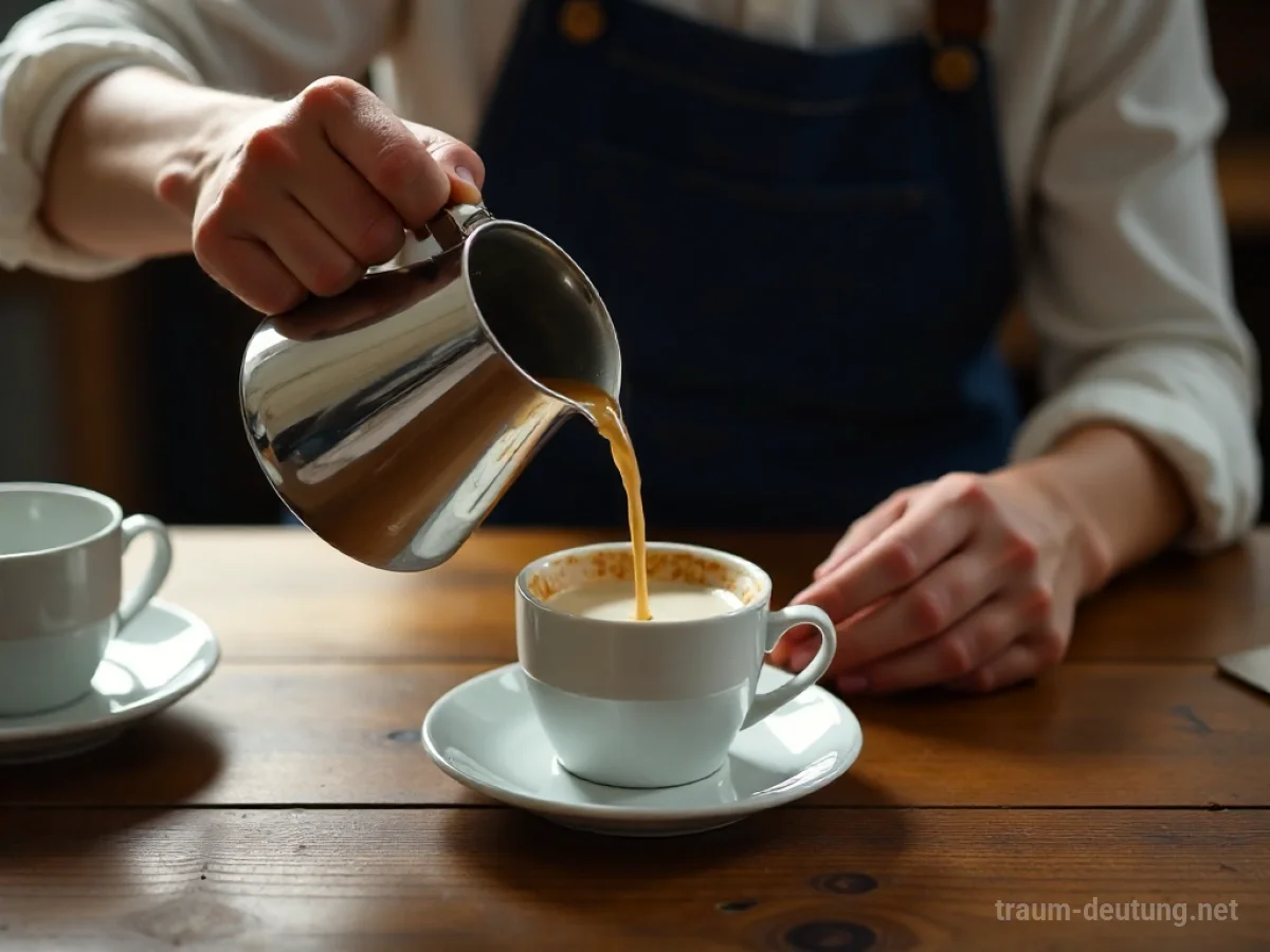 Hände servieren Kaffee in eine Tasse