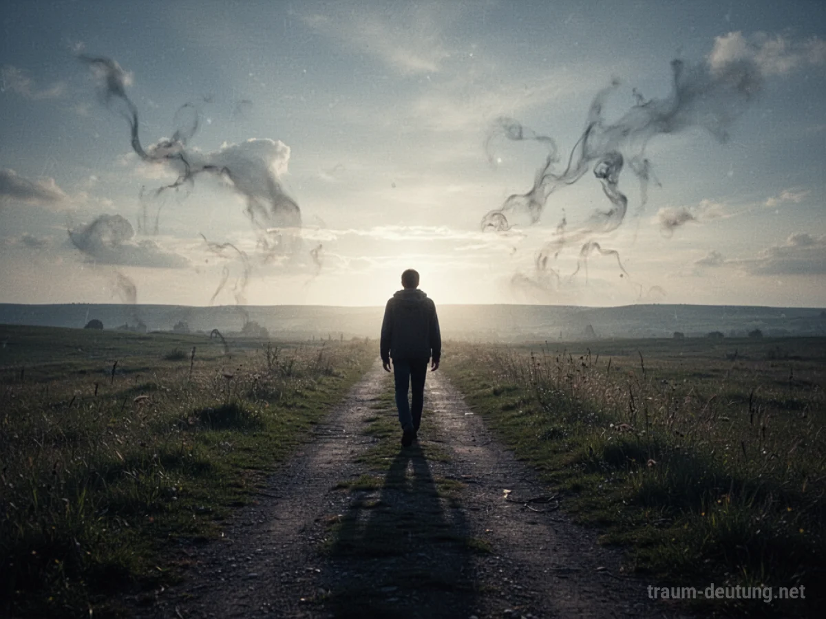 Eine Person geht auf einem Weg dem Licht entgegen, symbolisiert den Kampf gegen eine Krankheit.