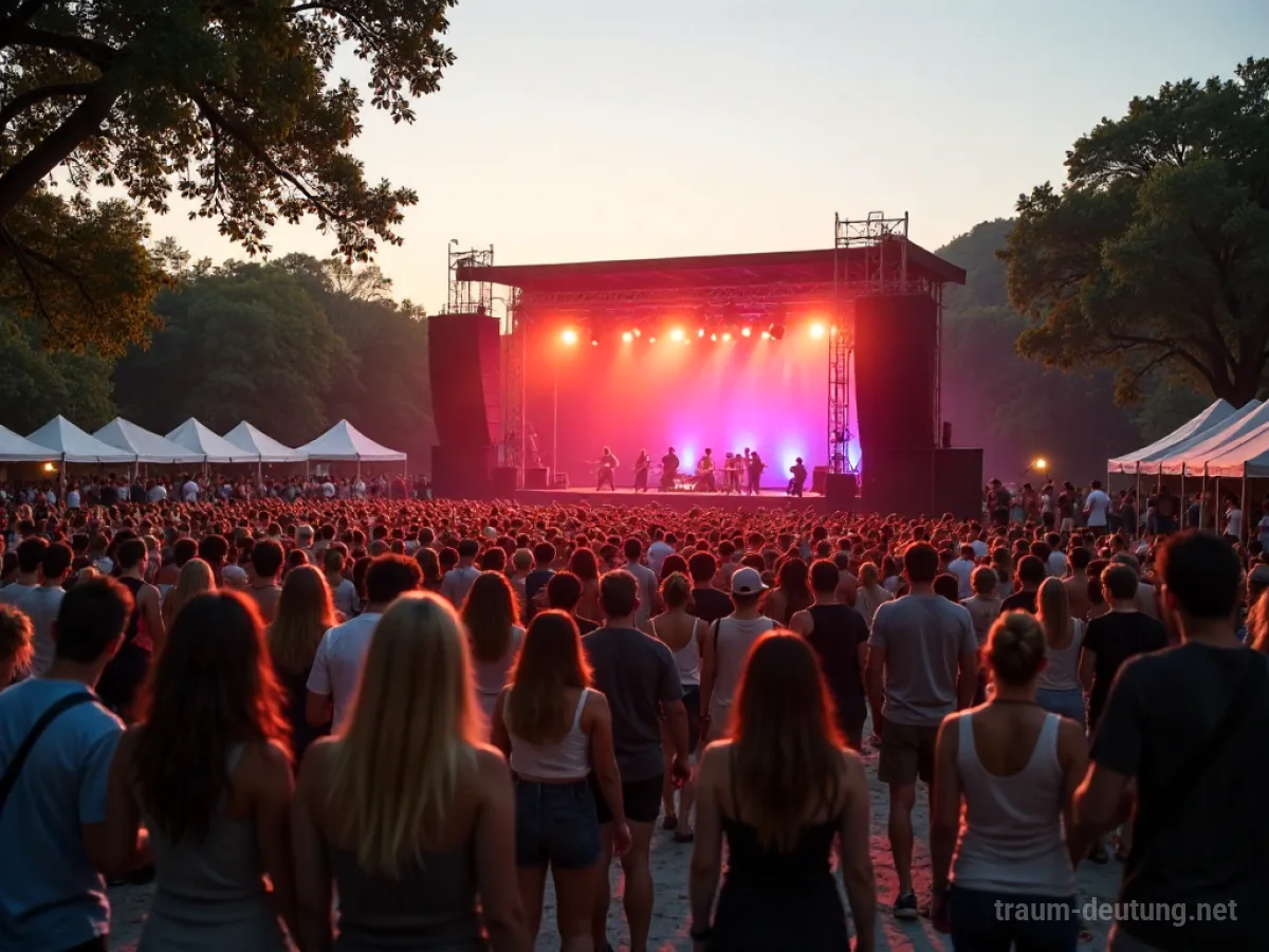 Menschen genießen ein Konzert im Freien unter blauem Himmel