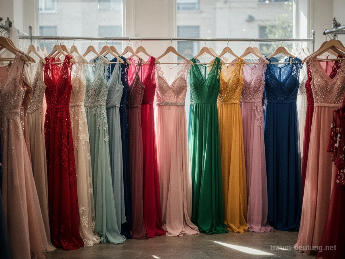 Viele bunte Kleider hängen in einer Boutique.