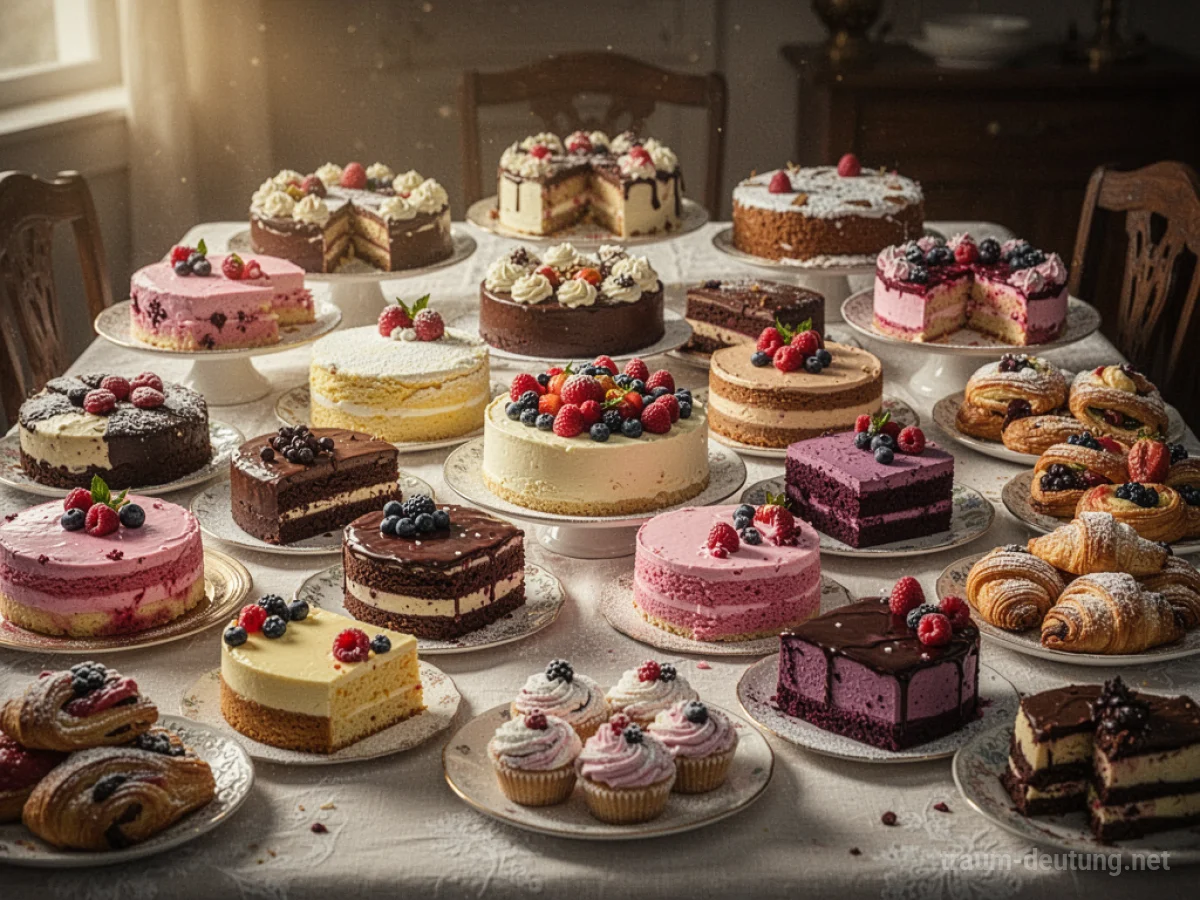 Vielfältige Auswahl an Kuchen auf einem Tisch