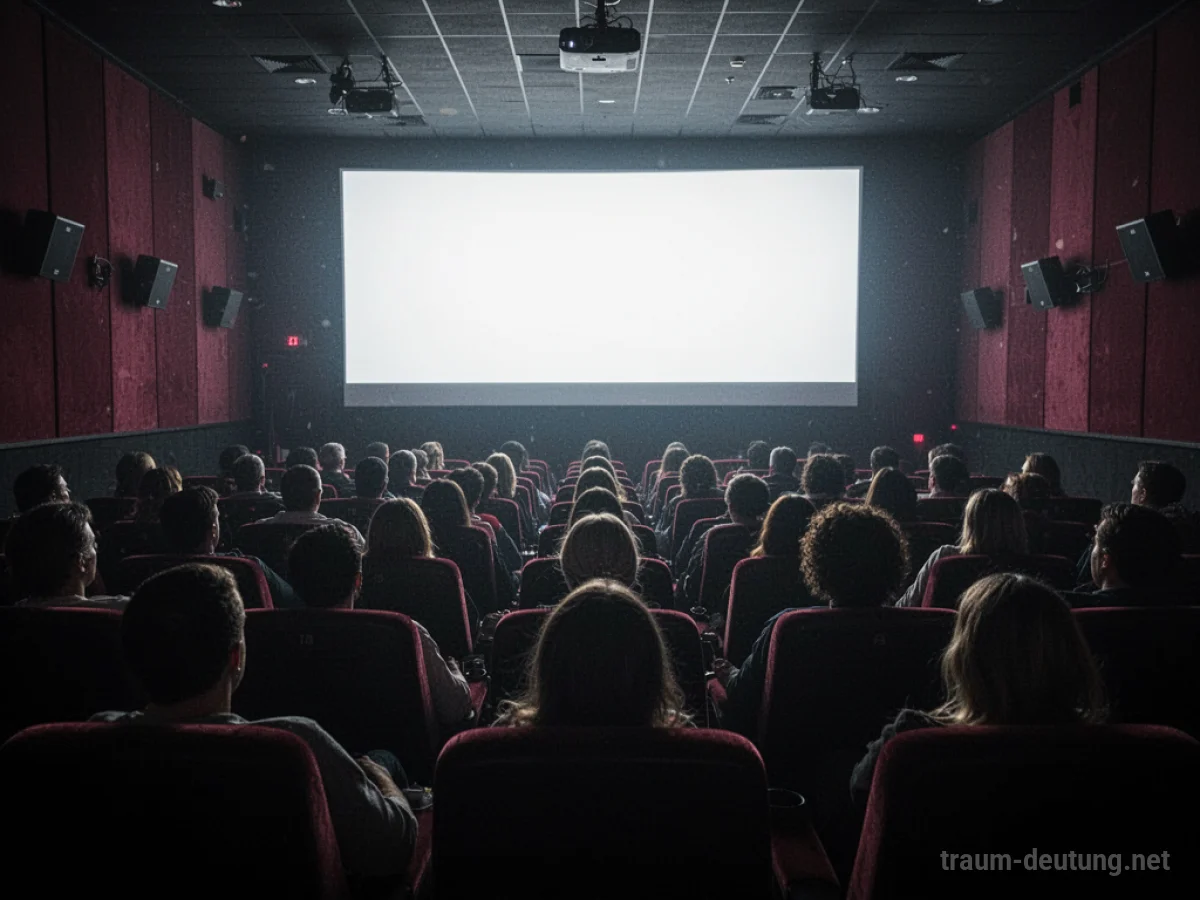 Viele Menschen sitzen in einem dunklen Kino und schauen auf die Leinwand.