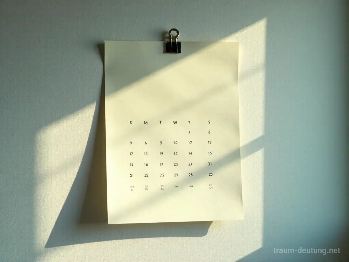 Ein schief hängender Wandkalender an einer Wand.