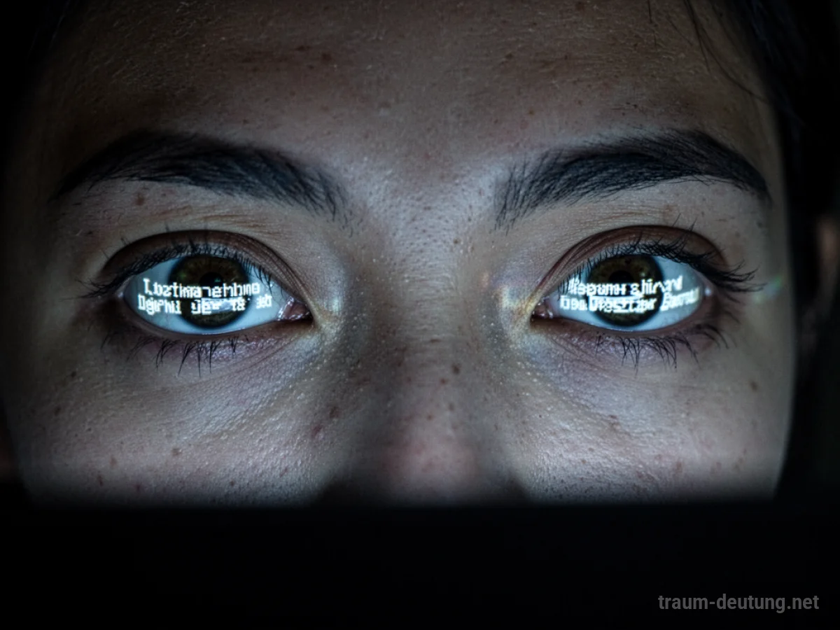 Augen einer Person, die auf einen leuchtenden Computerbildschirm schauen.