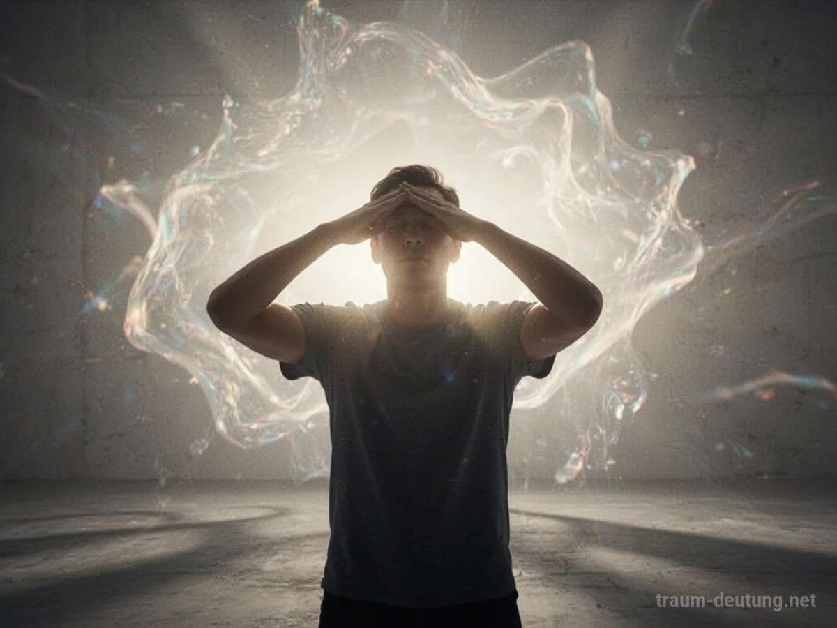 Silhouette einer Person, die sich die Augen vor hellem Licht zuhält