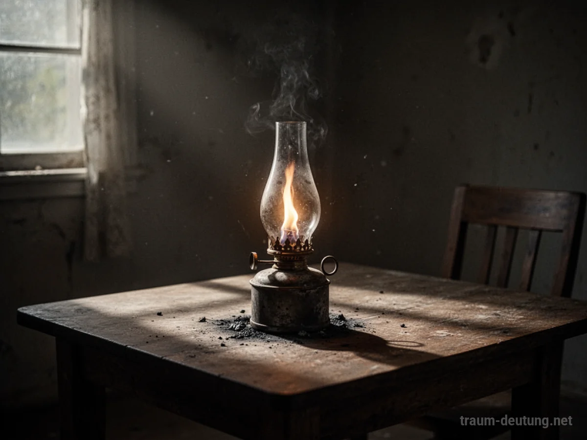 Eine dunkle, erloschene Lampe auf einem Tisch im Schatten