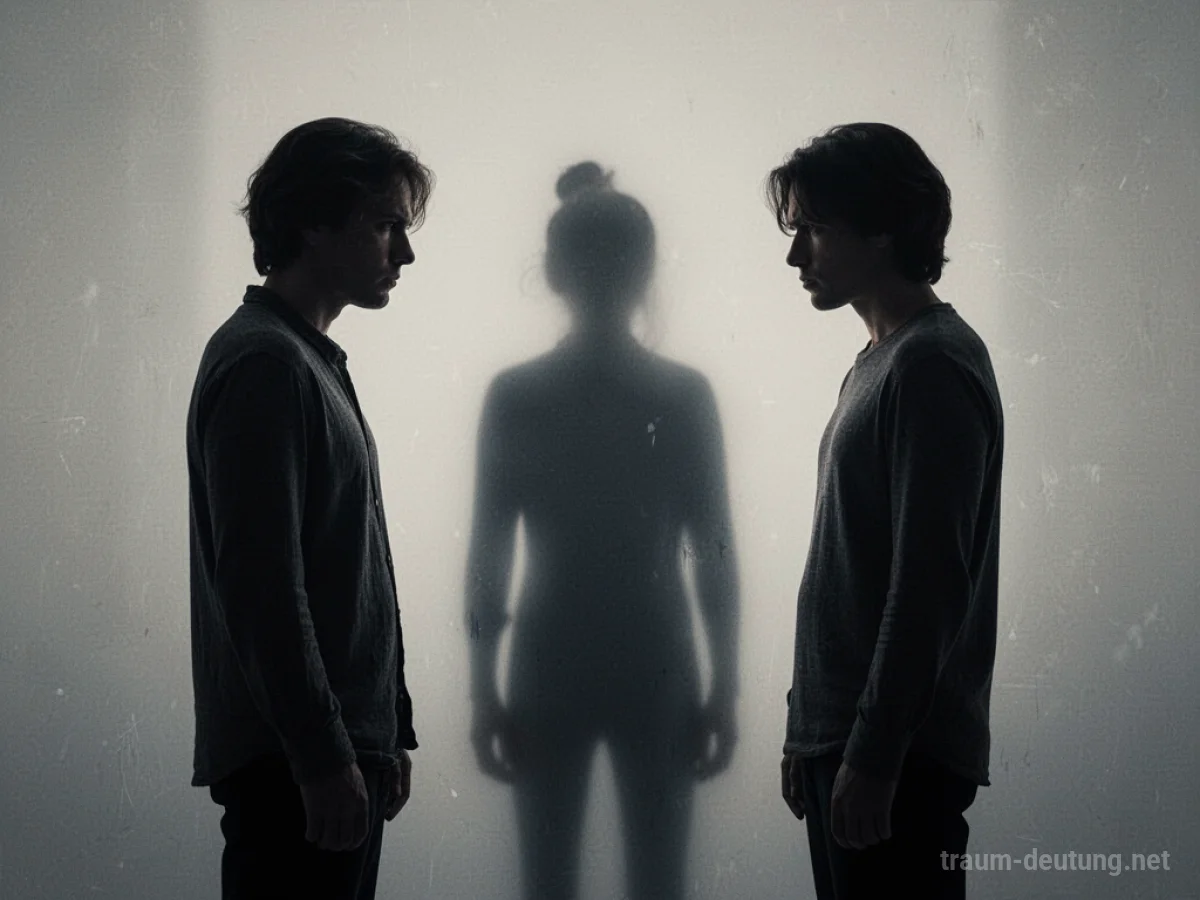 Silhouetten von zwei Personen, getrennt durch einen dunklen, unscharfen Schatten.