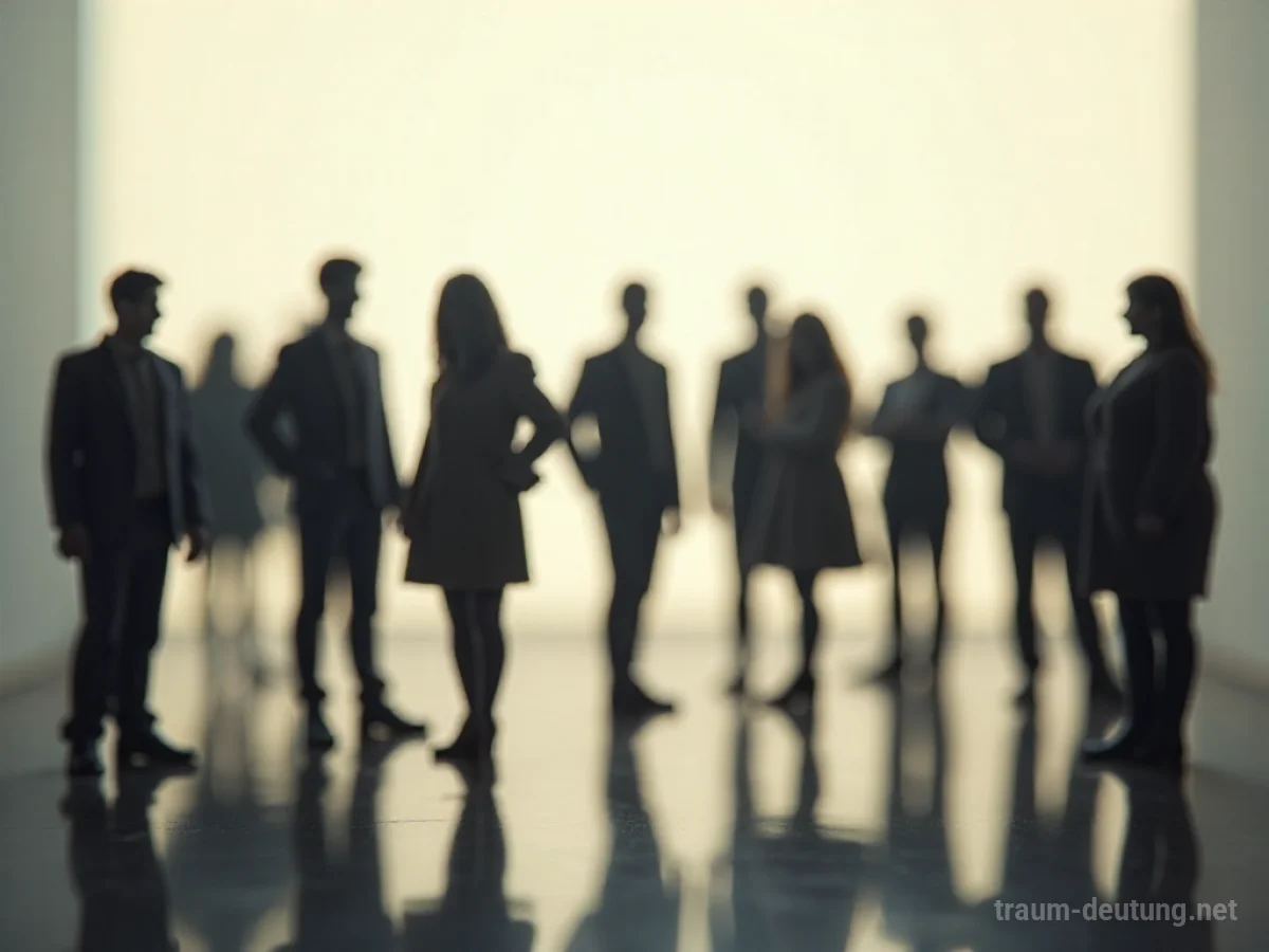 Silhouette von unbekannten Personen in einem hellen Raum