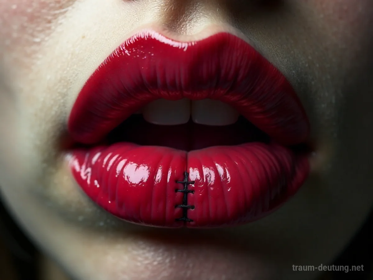Symbolbild von genähten Lippen im Traum