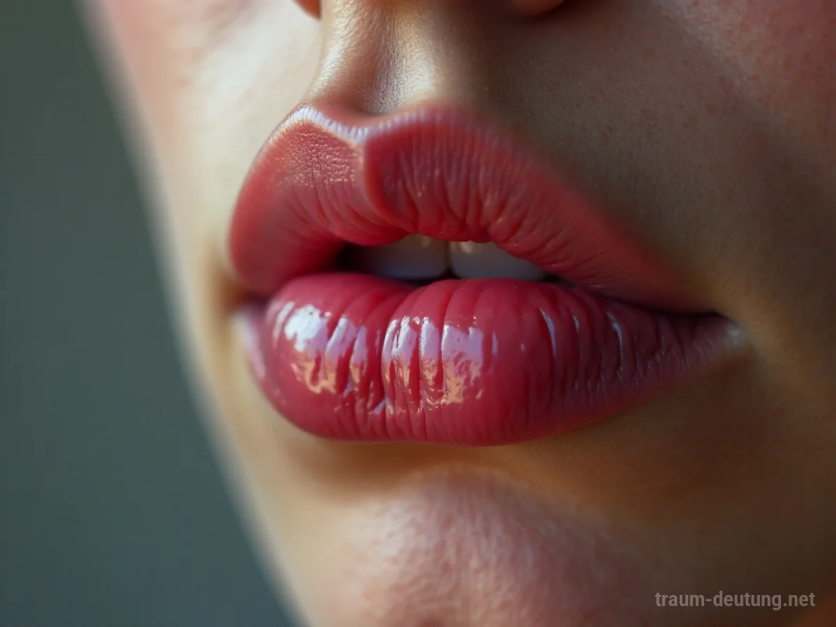 Geschwollene Lippen in sanften Pastelltönen, leicht unscharfer Hintergrund