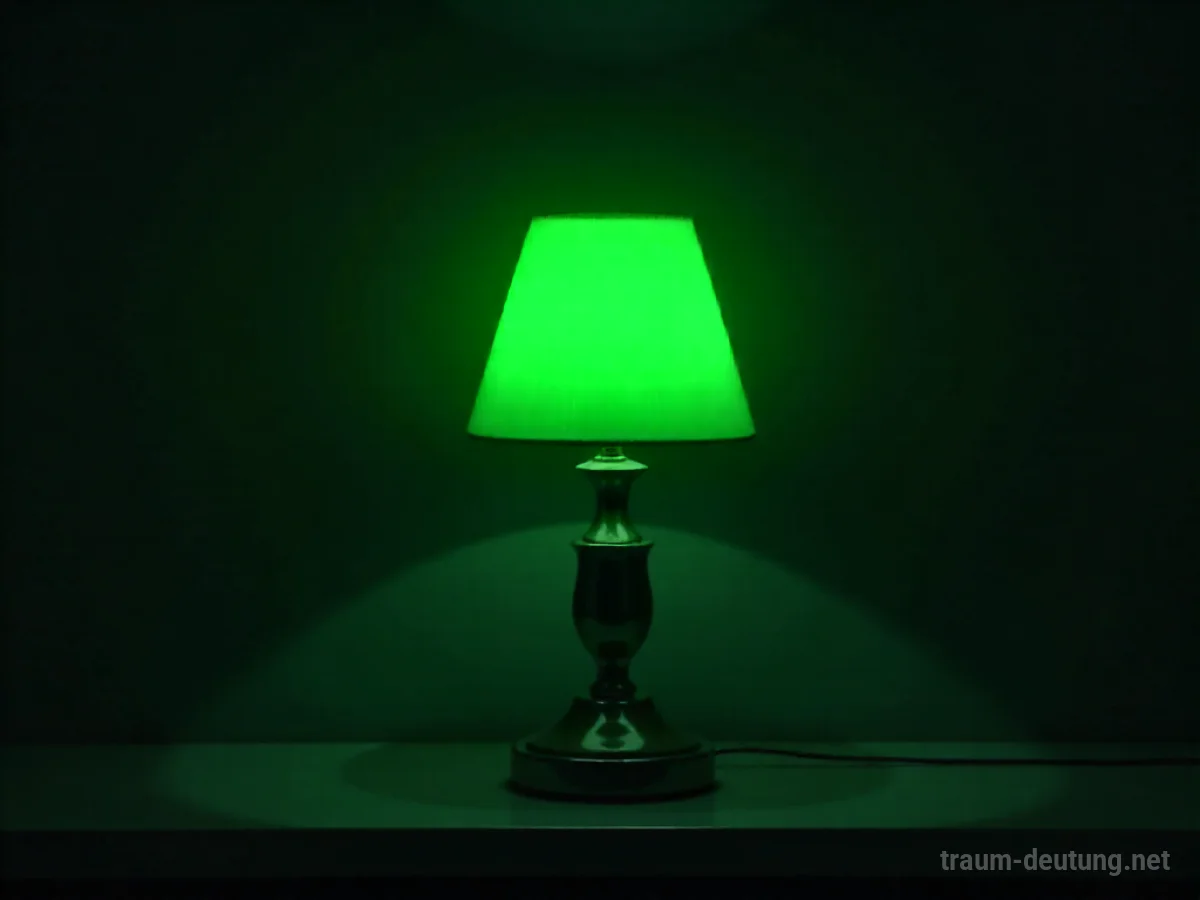 Grün blinkende Lampe in einem dunklen Raum, die ein Warnsignal gibt.