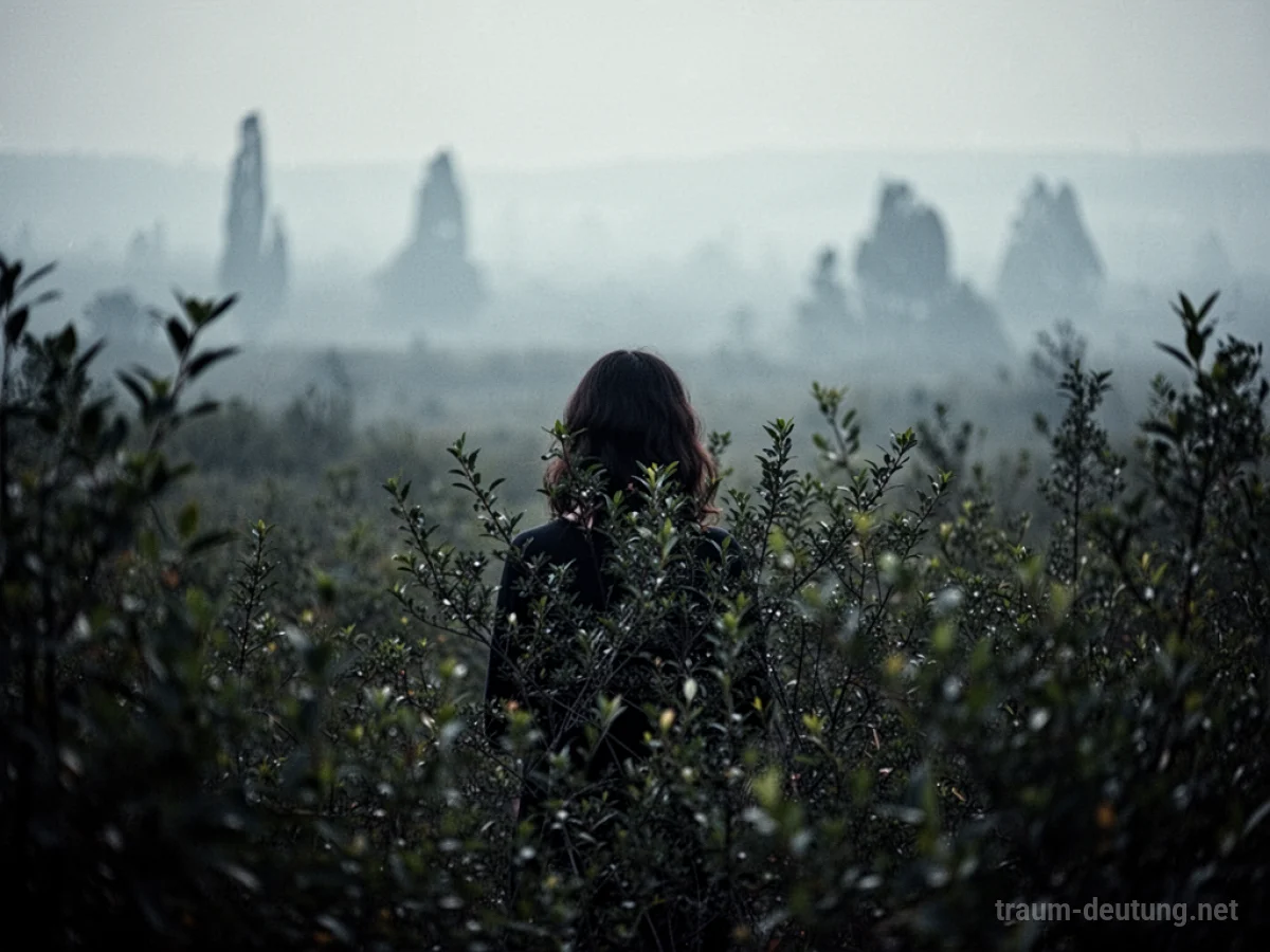 Silhouette einer Person, die sich in einer weiten Landschaft versteckt