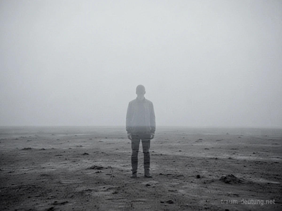 Silhouette einer Person in einer leeren Landschaft, die innere Leere symbolisiert.