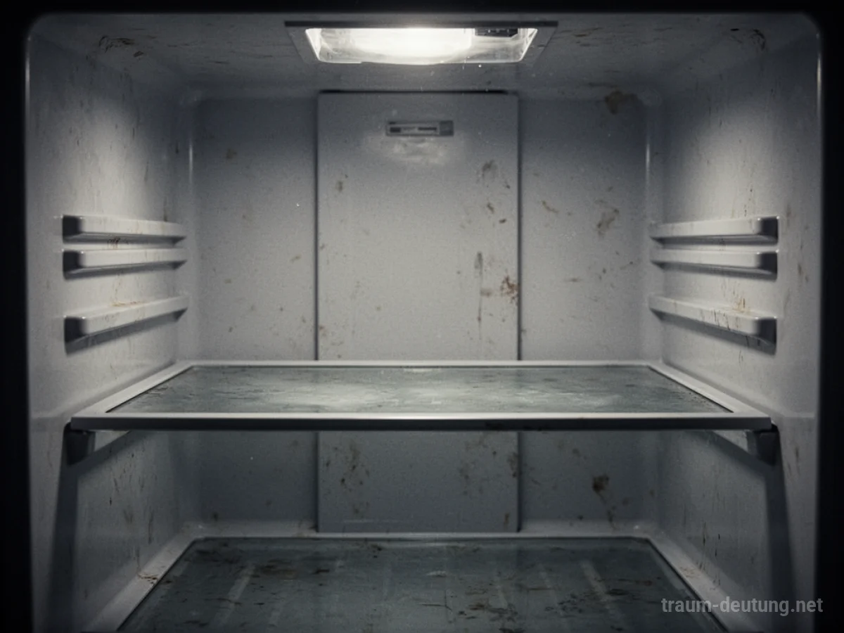 Ein leerer Kühlschrank mit einem einzelnen, nackten Regal.