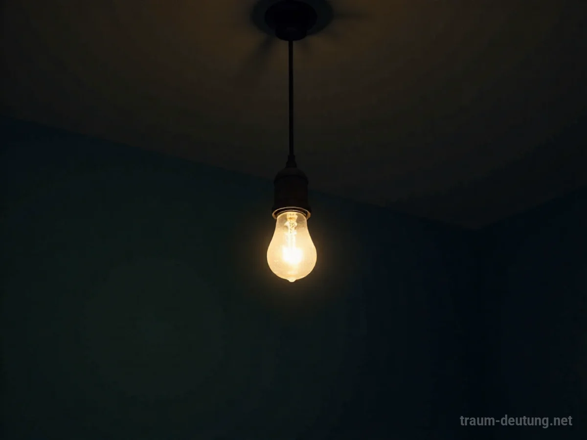 Eine Lampe fällt im Traum aus dunkler Höhe.