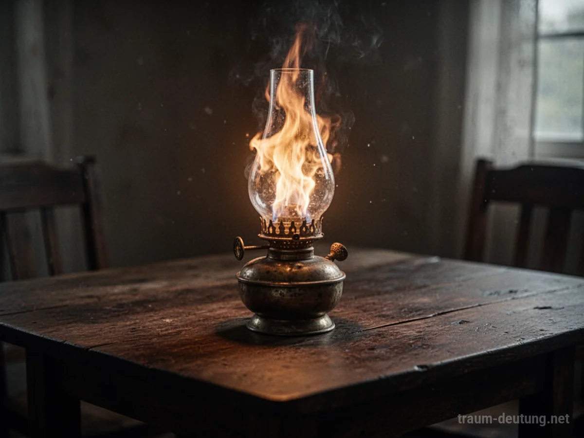 Eine Lampe, deren Flamme heller wird und die Dunkelheit vertreibt.