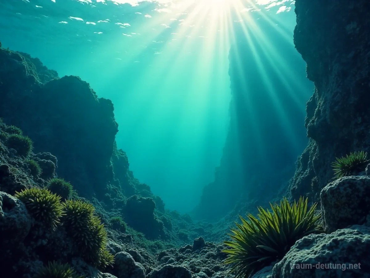 Unterwasserlandschaft mit sichtbaren Überresten von Land