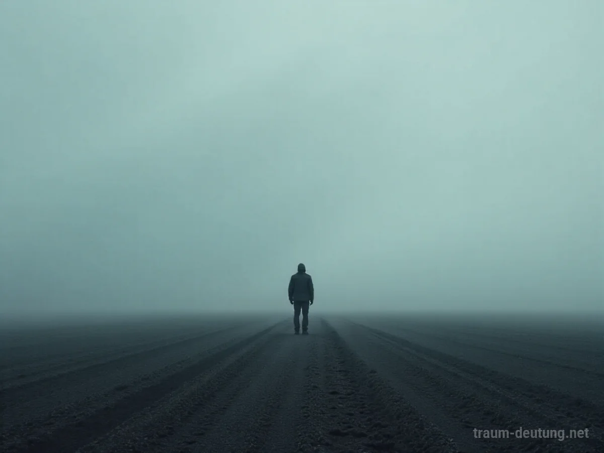 Einzelne Person steht in einer riesigen, leeren Landschaft.