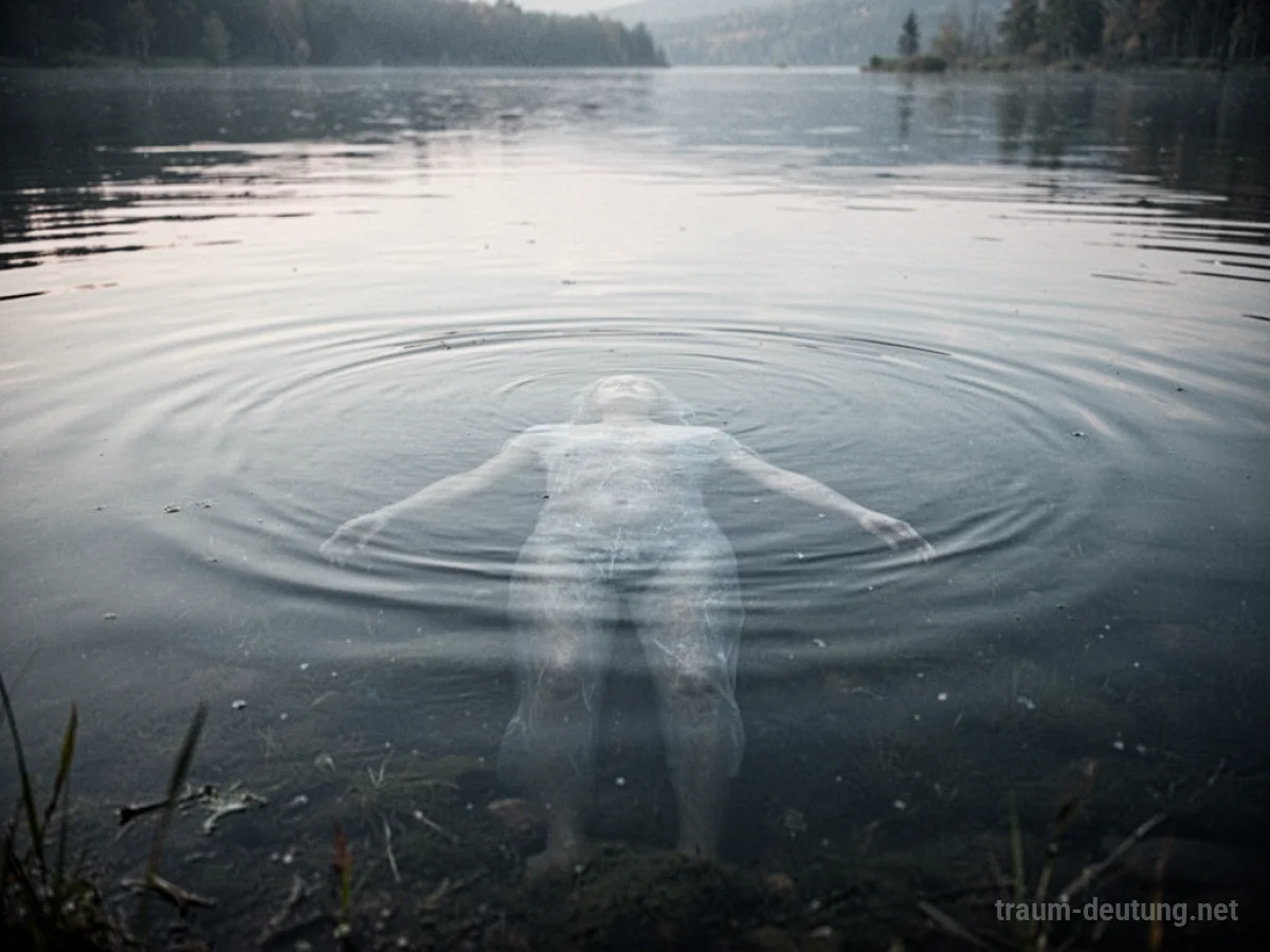 Eine Leiche, kaum sichtbar, unter der Oberfläche eines ruhigen Wassers