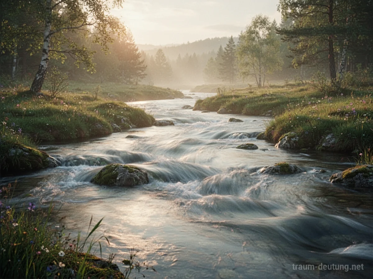Friedliche Landschaft mit sanftem Wasser und Sonnenlicht, die Leichtigkeit symbolisiert.