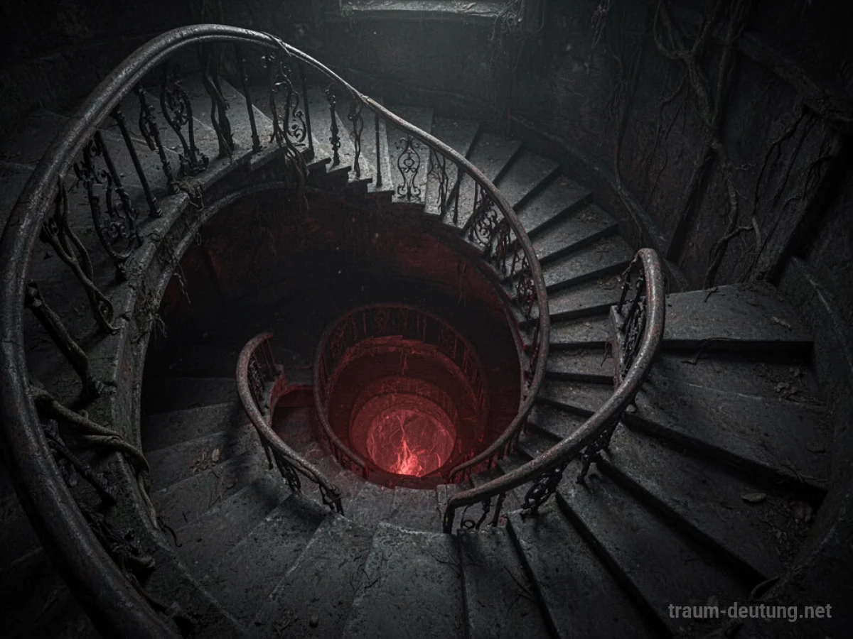 Dunkle Treppe, die in einen bodenlosen Abgrund führt