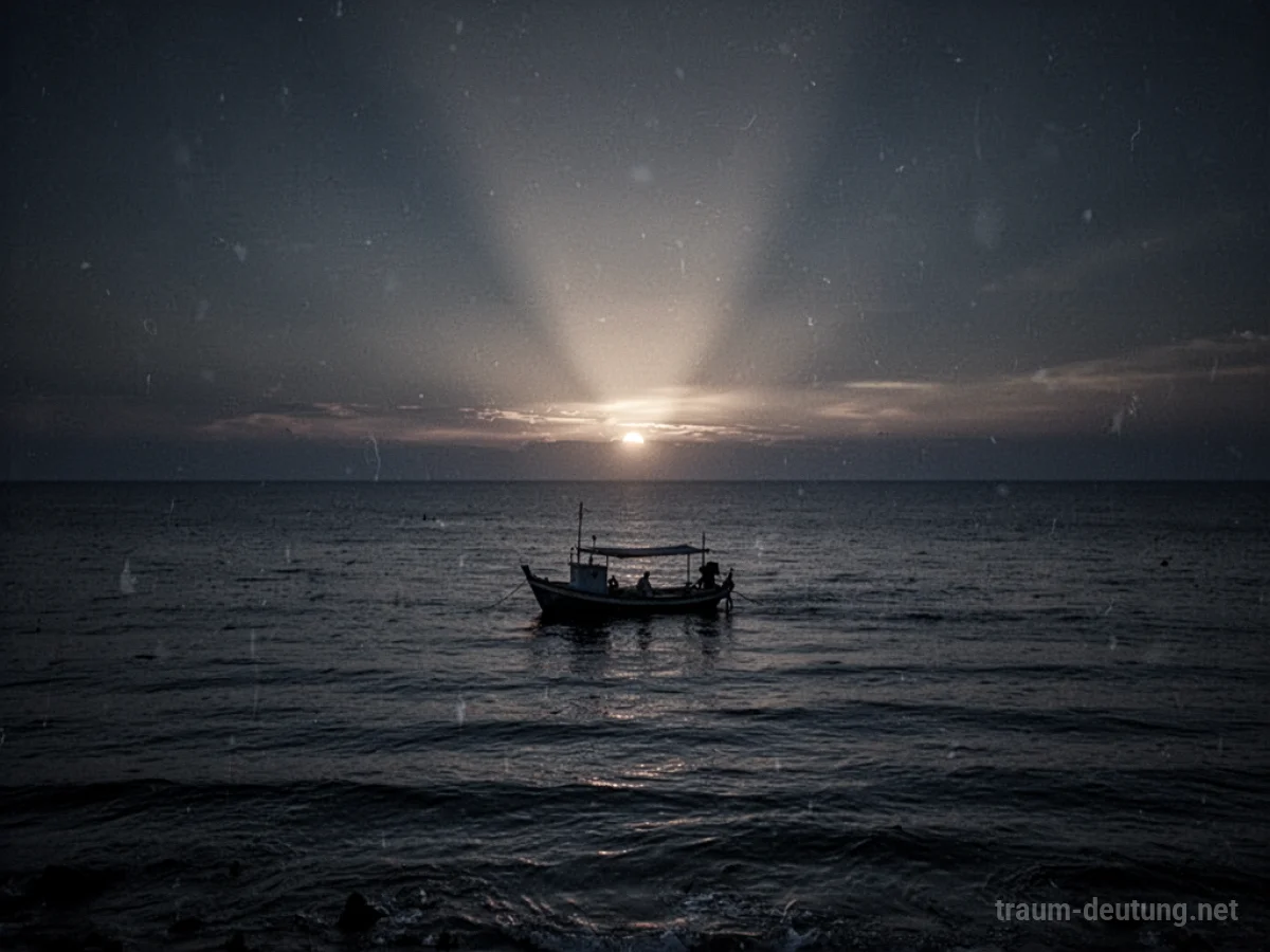 Licht am Horizont über dem Meer bei Nacht