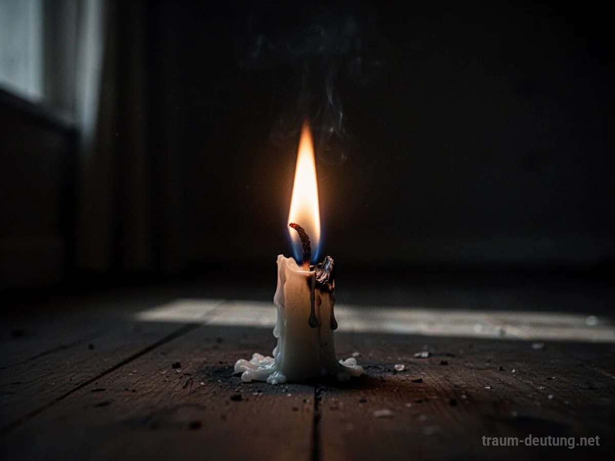 Kerze, deren Flamme erlischt und Dunkelheit hinterlässt.