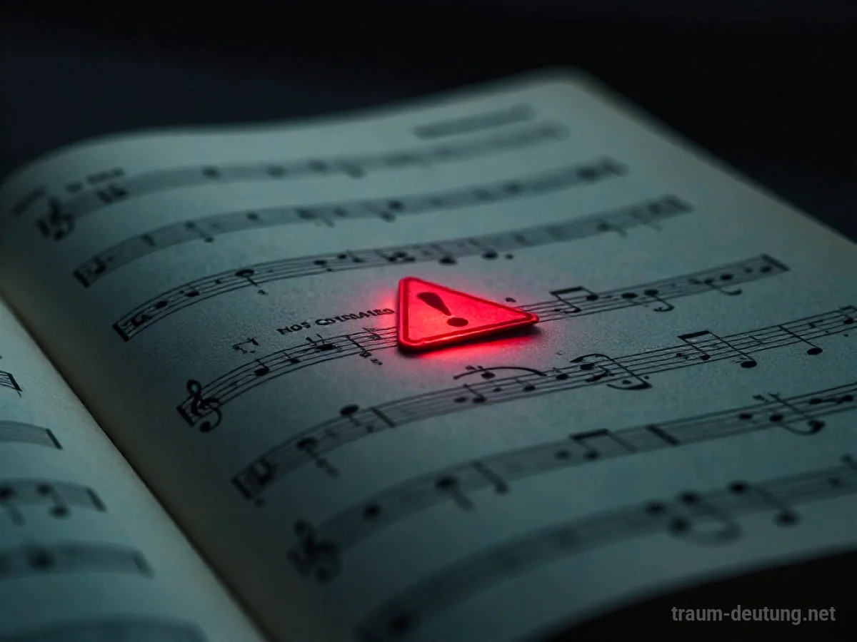 Musikalische Noten mit einem roten Warnsymbol darüber