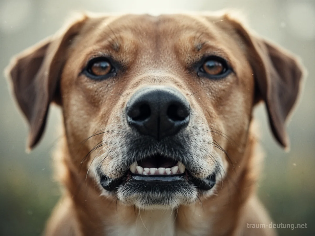 Nahaufnahme des Mauls eines Hundes mit leicht geöffneten Lippen