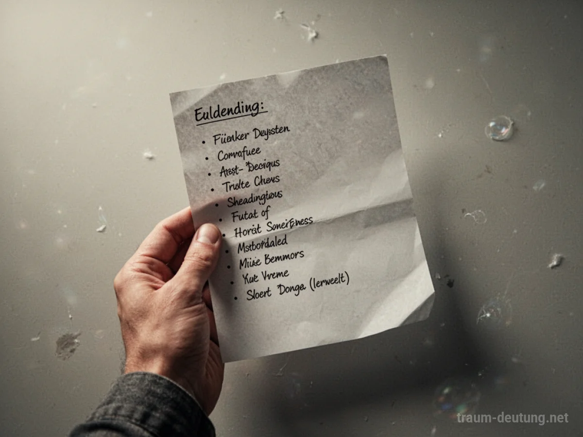Eine Hand hält eine Liste mit geschriebenen Punkten.