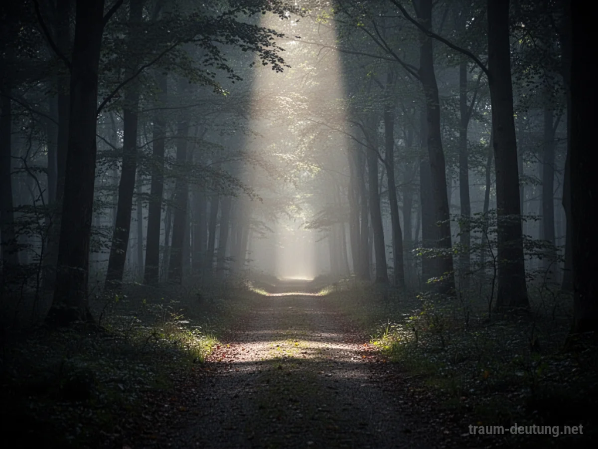Ein beleuchteter Weg durch einen dunklen Wald