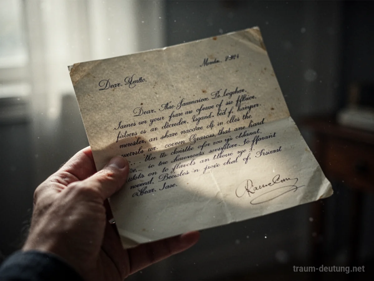 Eine Hand hält einen Brief mit beleuchtetem Text.