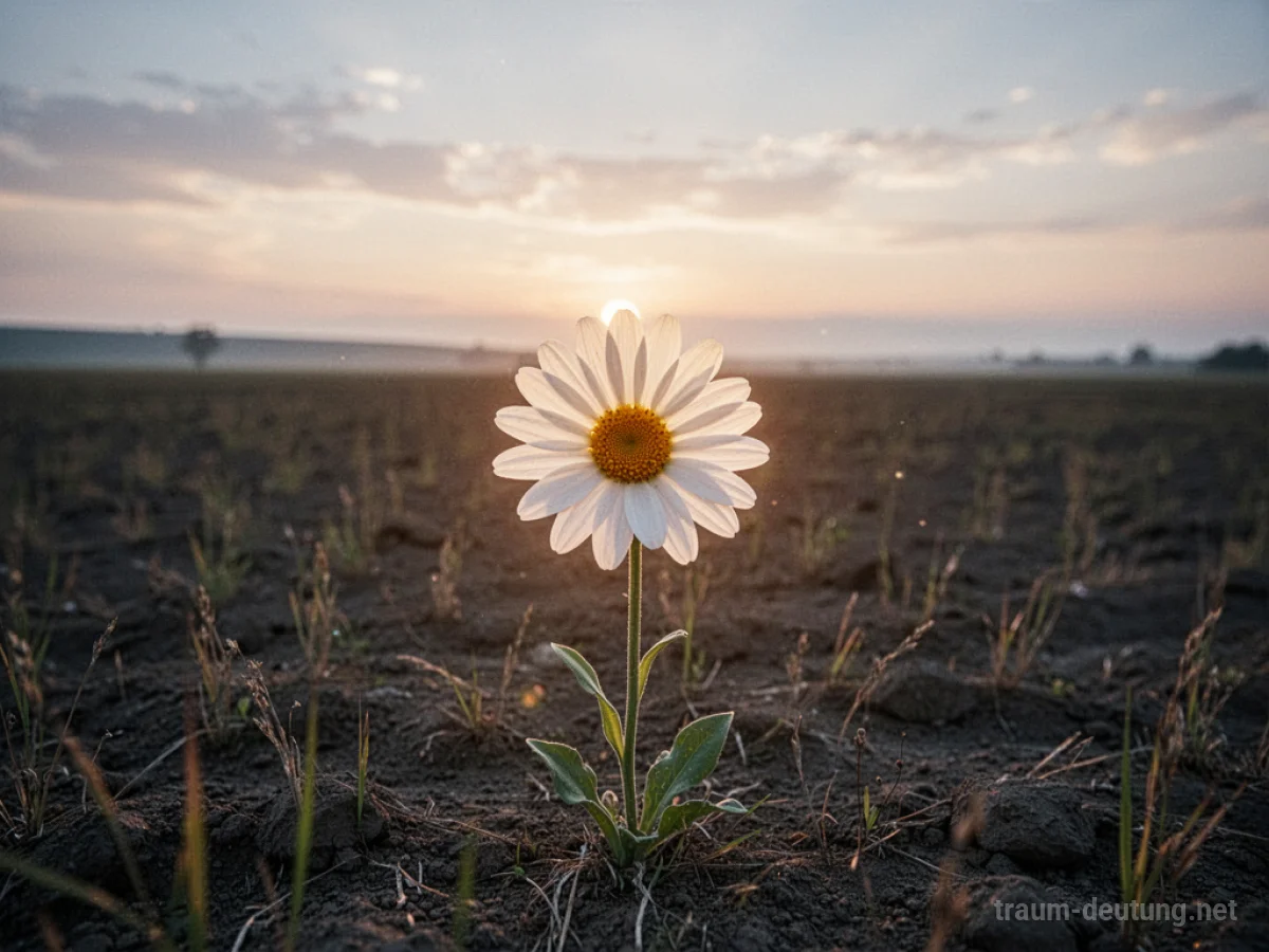 Blühende Blume auf einem Feld bei Sonnenaufgang als Symbol für neue Liebe.