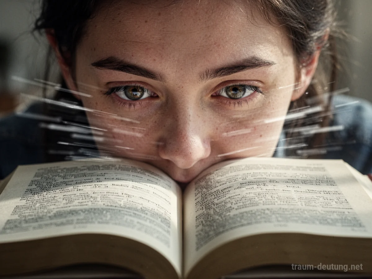 Augen, die schnell über Buchseiten gleiten