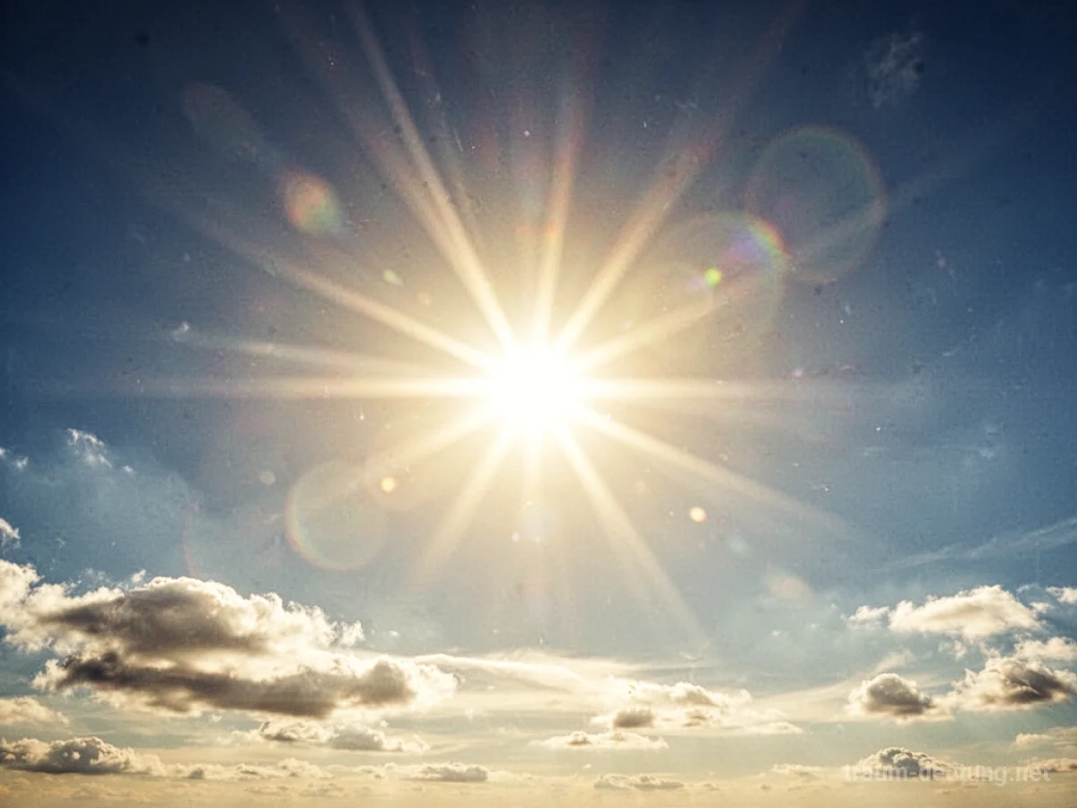 Sonne strahlt helles Licht am klaren Himmel