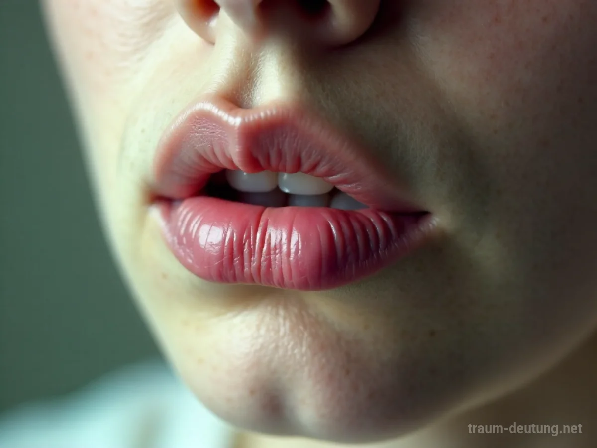Nahaufnahme von blassen, gefühllosen Lippen im Traum