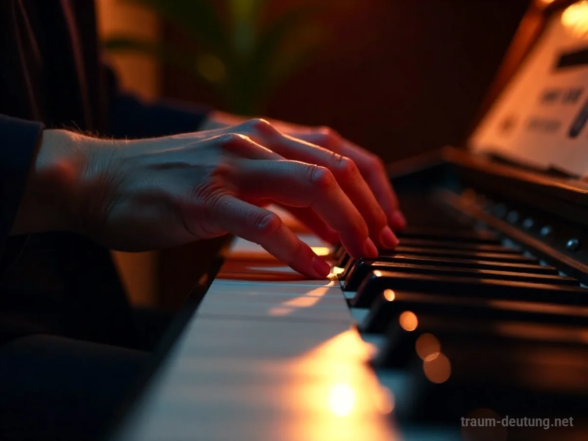 Hände spielen ein Musikinstrument mit konzentriertem Ausdruck