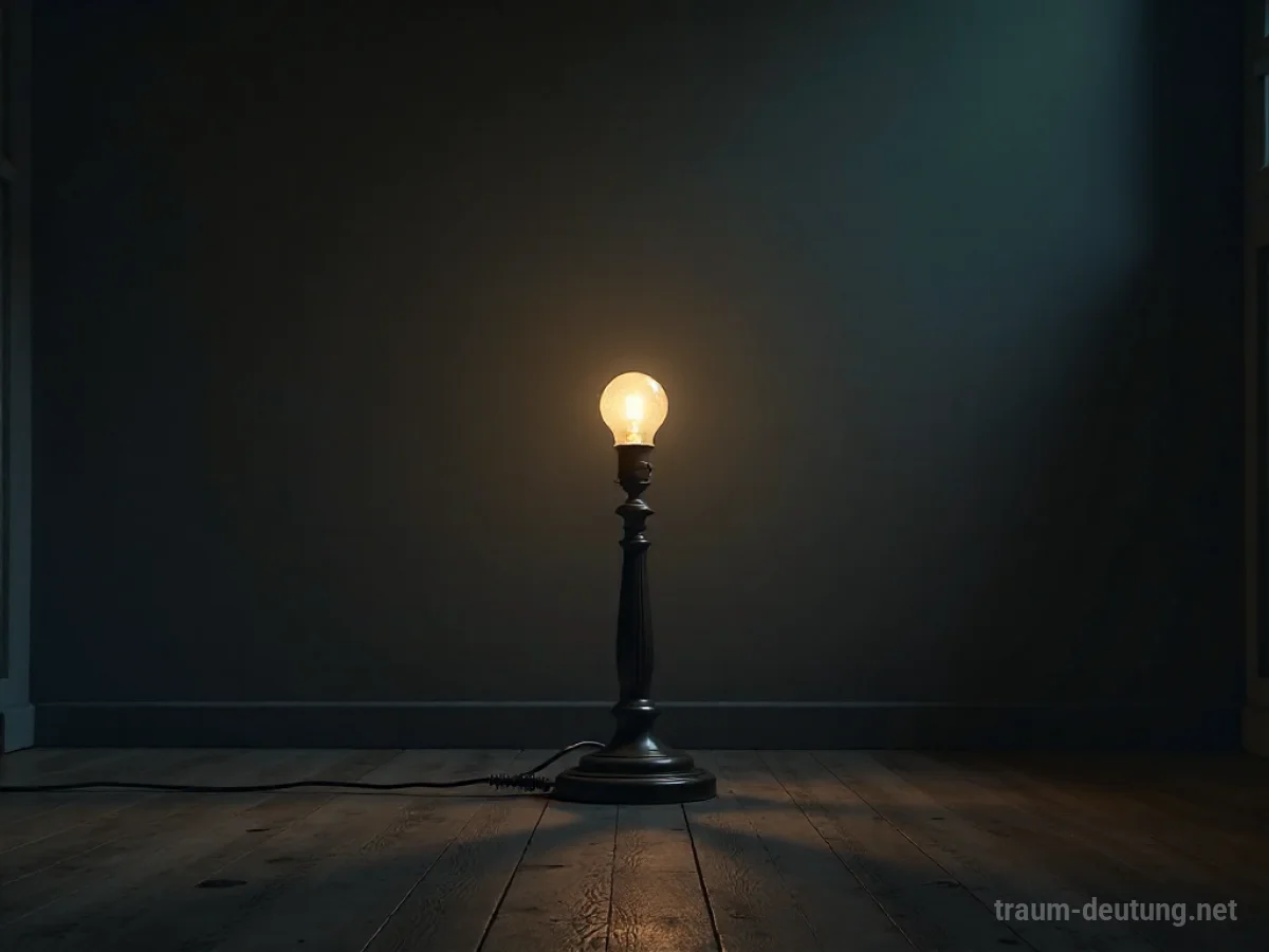 Eine dunkle Szene mit einer ausgeschalteten Lampe, die Schatten wirft.