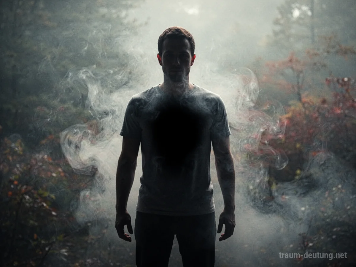 Silhouette einer Person ohne Lunge im Nebel