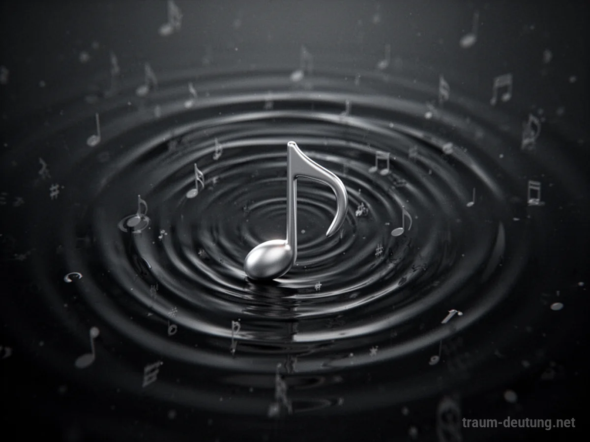 Sich wiederholende Musiknote in dunklem Raum