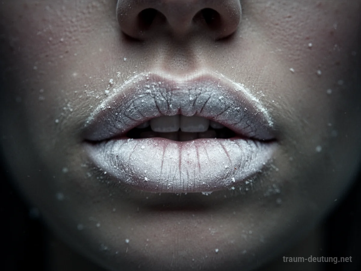 Ein Paar blasse, fast weiße Lippen, leicht geöffnet.
