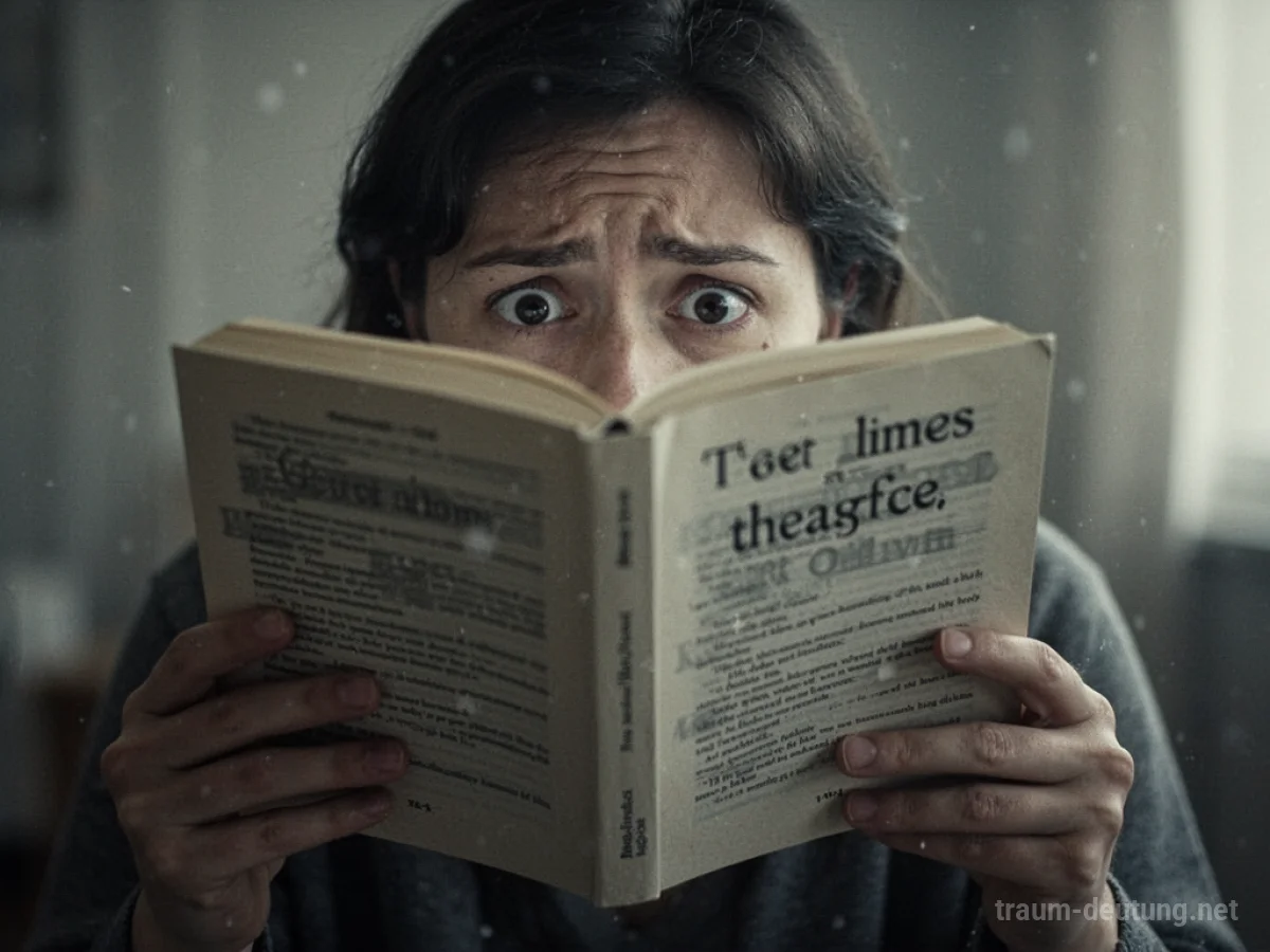 Eine Person versucht, ein Buch mit verschwommenem Text zu lesen.